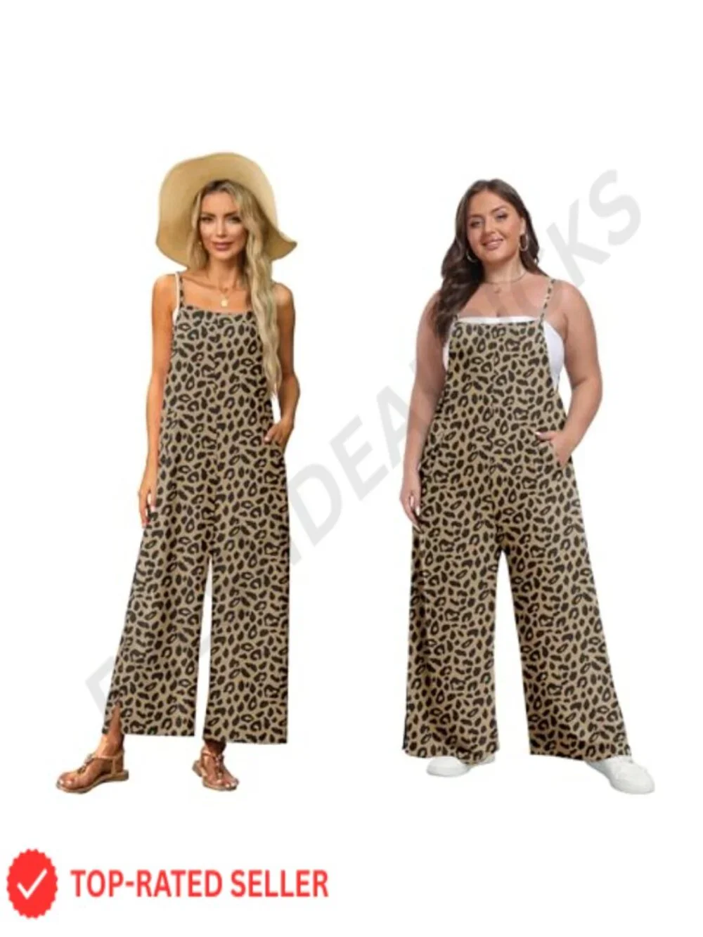 Women's Casual Wide Leg Jumpsuit Sleeveless Romper Overalls with Pockets